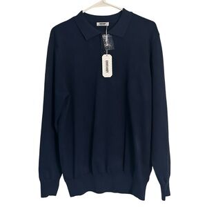 Coofandy Navy Blue Men's Knitted Polo Shirt